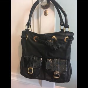 Borsetta black leather and patent bag
